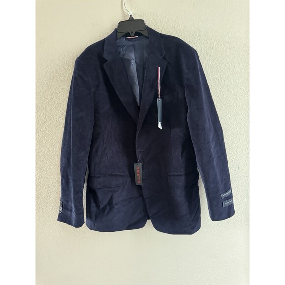 Tommy Hilfiger Mens Modern Fit Blue Corduroy Sport Coat Blazer soft Jacket 40R - Picture 10 of 13